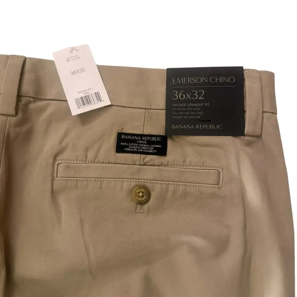 Banana Republic Men's Emerson Chino Vintage Straight Fit Pants, Size 36x32